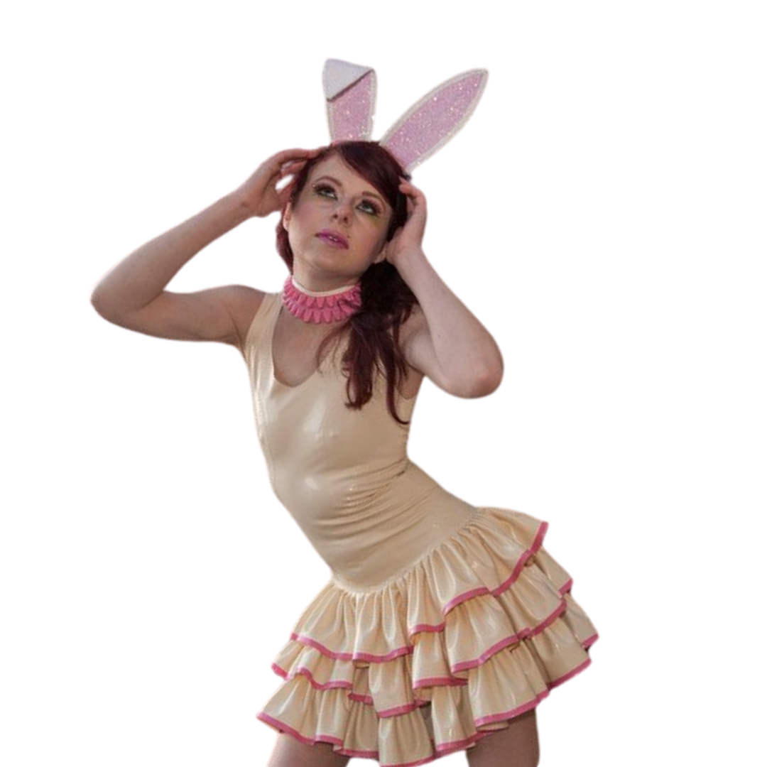 Sleeveless Tiered Latex Dress