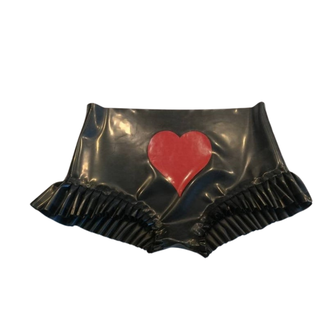 Frilled Heart Latex Knickers