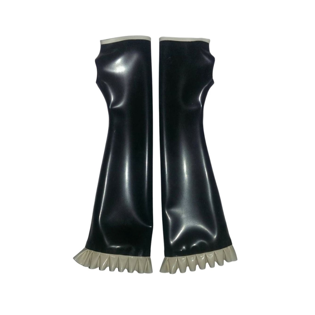 Latex Elbow Length Frilled Gloves