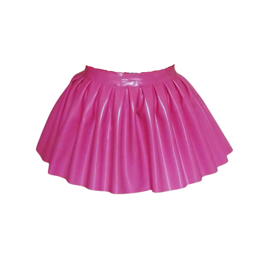 Short Pleated Latex Skirt