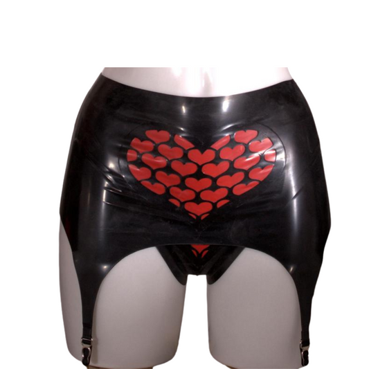 Latex Hearts Suspender Belt