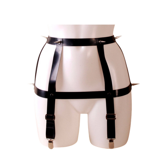 Latex Cage Suspender Belt with Spikes