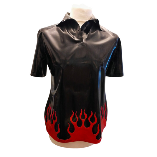 Flames Latex Polo Shirt