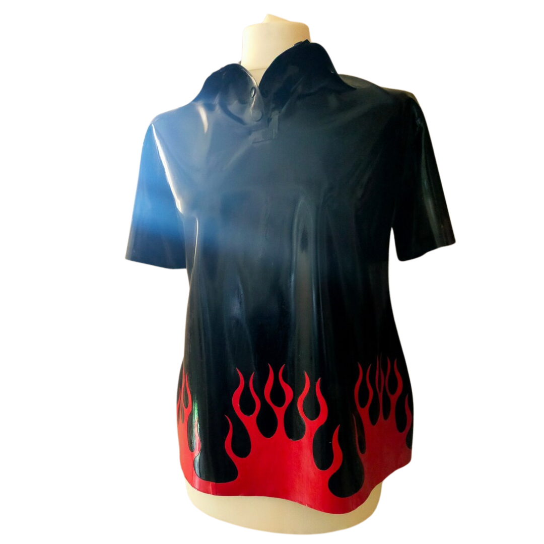 Flames Latex Polo Shirt