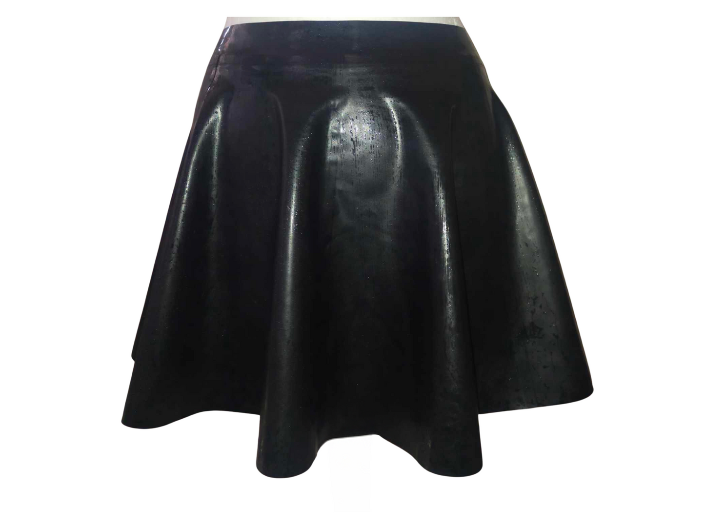 black latex skater skirt