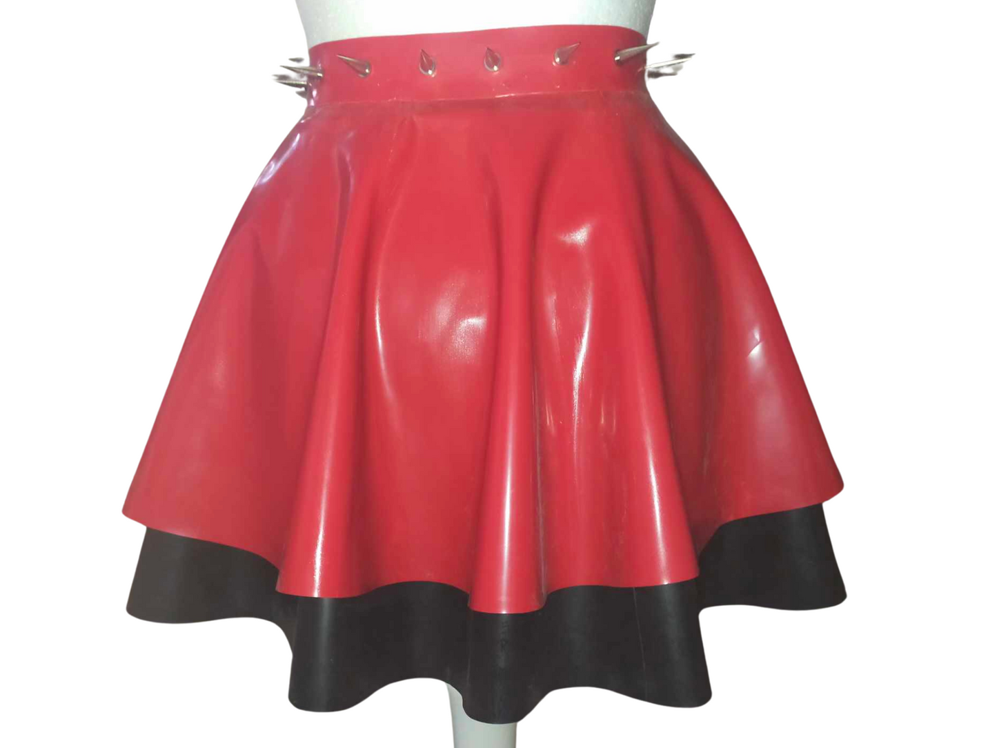 Layered Studded Latex Skirt