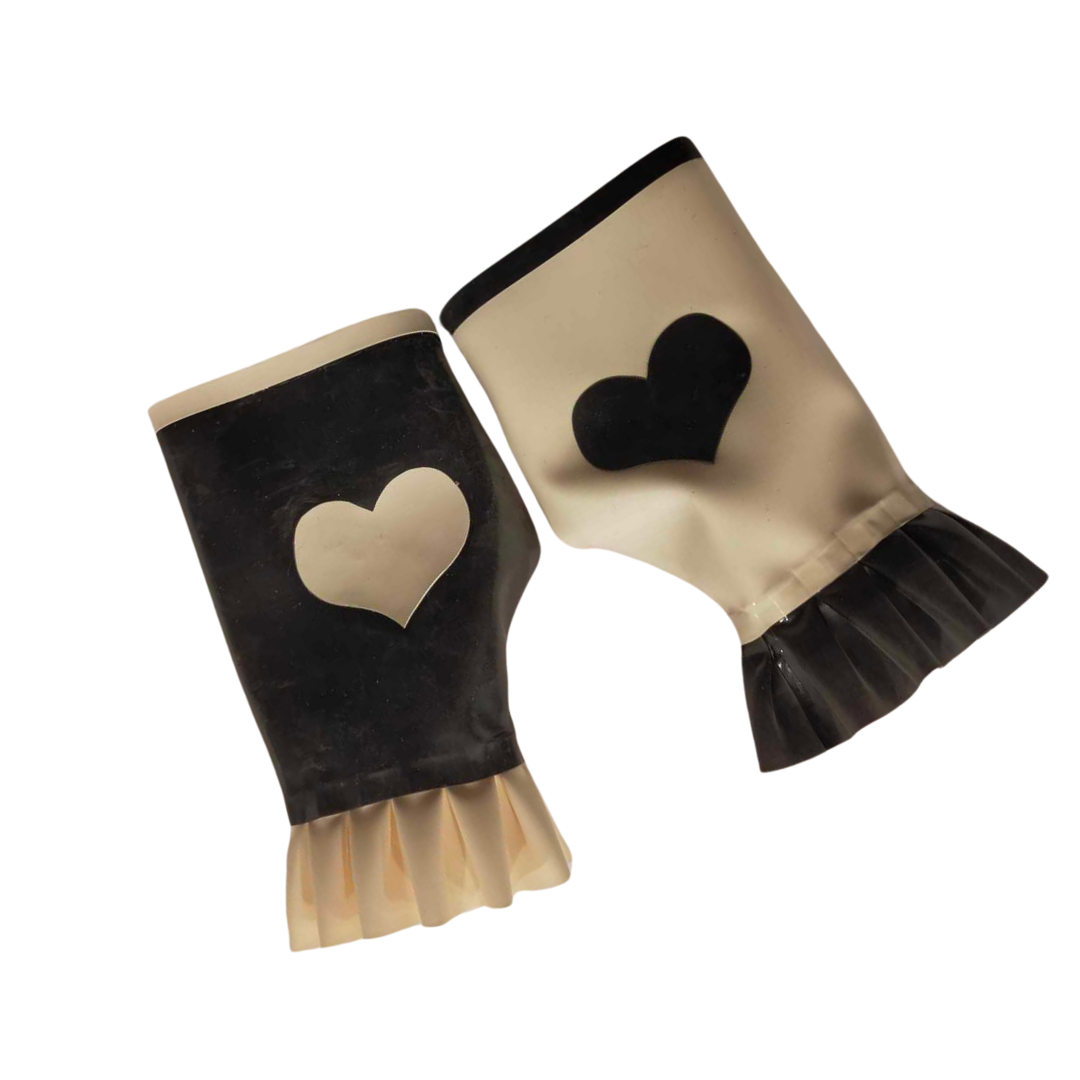 Monochrome Hearts Latex Gloves