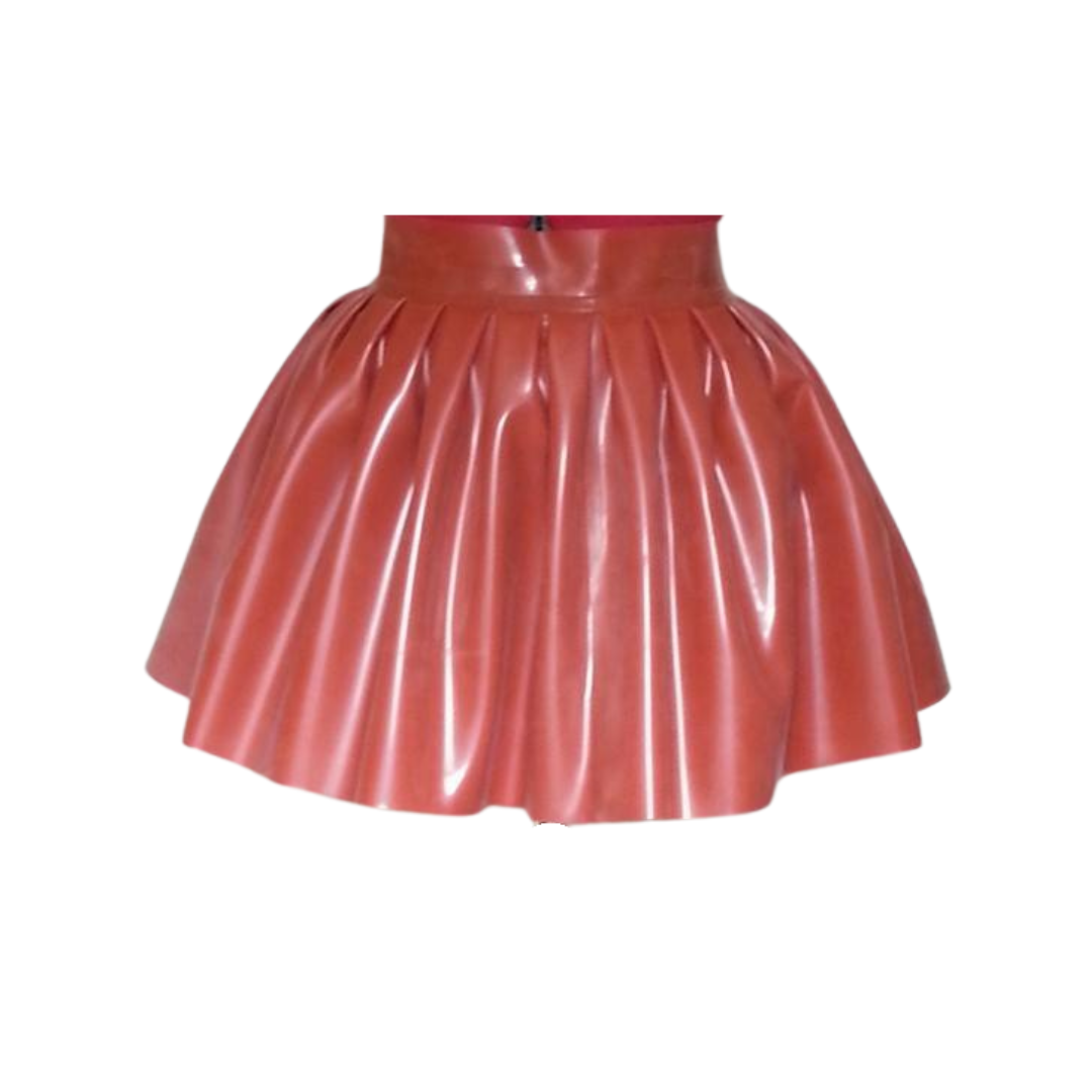 Short Pleated Latex Skirt