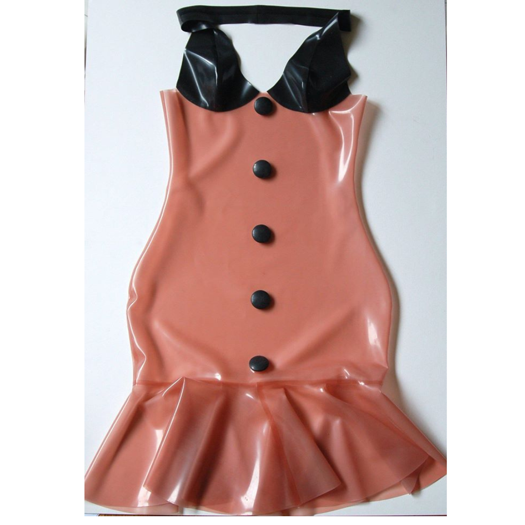 Translucent Latex Halter Neck Button Dress