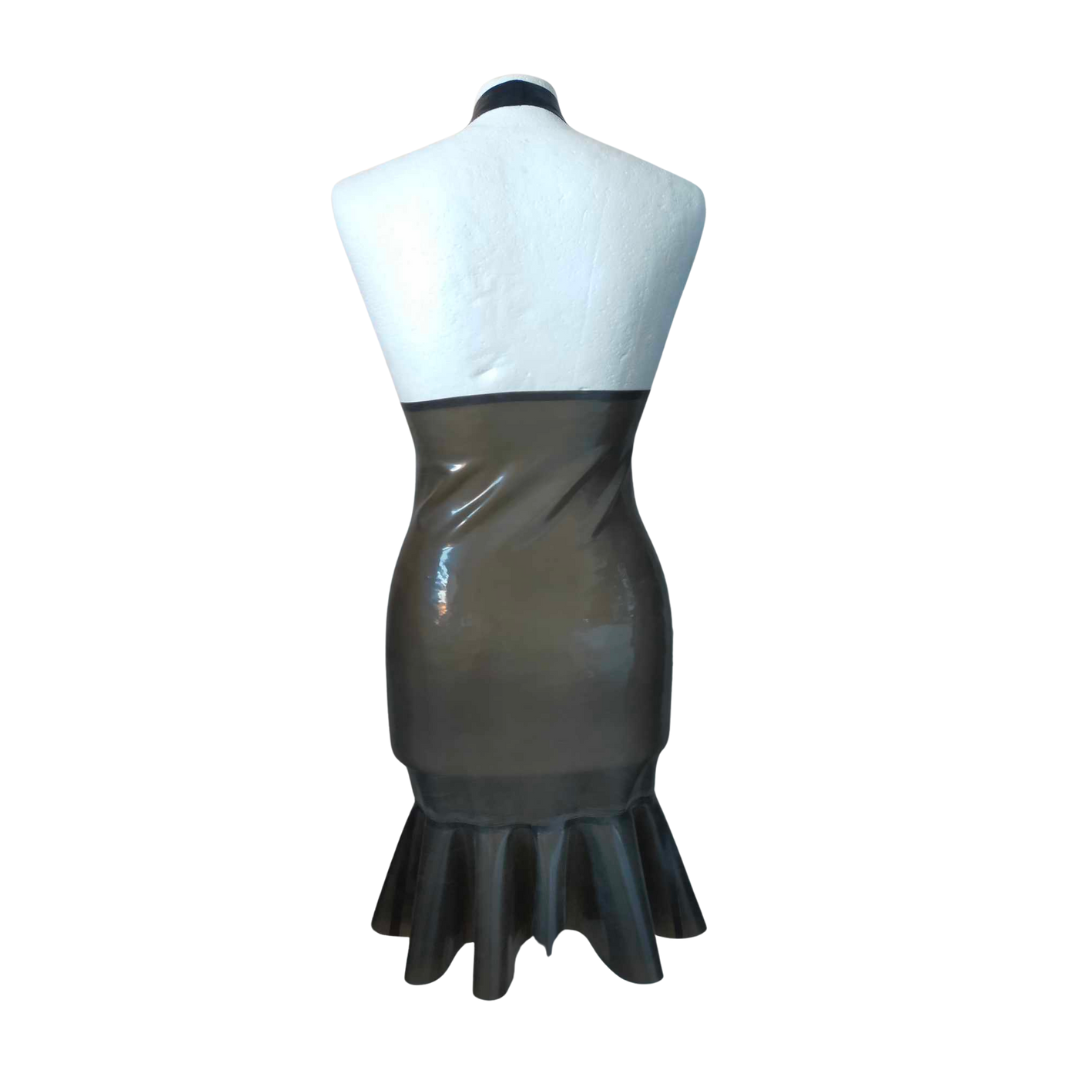 Translucent Latex Halter Neck Button Dress