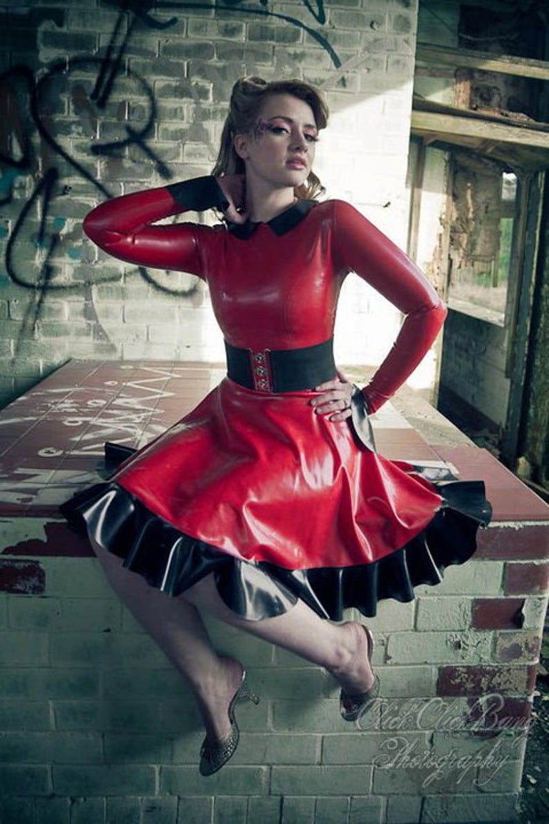 Long Sleeve Latex Swing Dress